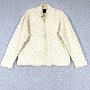 Paul James Sweater Womens Medium Wool Cable Chunky Knit Button‎ Cardigan England